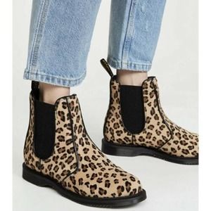 Dr. Martens DOCS Women's FLORA HAIR-ON Slip On LEOPARD Chelsea Boots US 5 UK 3